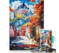 Rompecabezas de 1000 Piezas con póster artístico de la Ciudad de Quebec para Adultos, Juguete cognitivo para Fortalecer los Lazos afectivos, Ideal para armar y Pedir un Deseo a Santa Claus (50x75cm)
