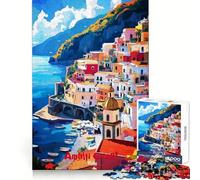 Rompecabezas de 1000 Piezas con póster artístico de la Costa Amalfitana para Adolescentes Estimulación cognitiva Ocio Relajado Cierre hermético Regalo navideño para reflexionar (38x26cm)