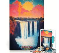 Rompecabezas de 1000 Piezas con póster artístico de la Puesta de Sol en Las Cataratas Victoria Juego de Habilidad Mental Encaja Perfectamente Sin Piezas Que se muevan Un pasatiempo Divertido