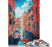 Rompecabezas de 1000 Piezas con póster artístico de Venecia, Rompecabezas de dificultad Alta, Juego Educativo, Juguete, (38 x 26 cm)