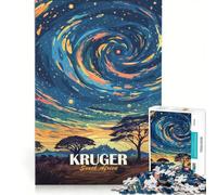 Rompecabezas de 1000 Piezas con póster artístico del Parque Nacional Kruger, Juego Familiar, Actividades Divertidas en casa, cumpleaños y Navidad 50x75cm