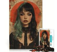 Rompecabezas de 1000 Piezas con póster de Chica gótica Joven Juego Mental Divertido Diseño Ajustado sin Huecos reuniones Familiares (38x52cm)