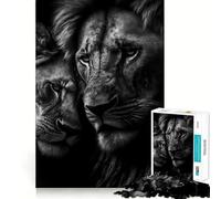 Rompecabezas de 1000 Piezas con póster de Dos Leones abrazados, Bordes Lisos, Juego Divertido y Relajante, Regalo de cumpleaños (38x26cm)