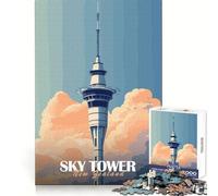 Rompecabezas de 1000 Piezas con póster de la Sky Tower de Nueva Zelanda para Adultos Juguete de lógica precisa para el hogar y el Ocio Regalo conmovedor 38x52cm