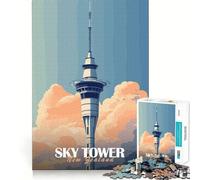 Rompecabezas de 1000 Piezas con póster de la Sky Tower de Nueva Zelanda para Adultos Juguete de lógica precisa para el hogar y el Ocio Regalo conmovedor 38x52cm
