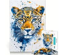 Rompecabezas de 1000 Piezas con póster de Leopardo con Manchas Salvajes en Acuarela Juego cognitivo Divertido con Estructura de Encaje preciso Actividad para Fortalecer los Lazos Familiares (50x75cm)