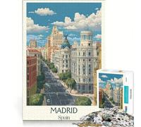 Rompecabezas de 1000 Piezas con póster de Madrid, España, Juegos relajantes, interacción Entre Padres e Hijos, Regalos para Amigos y Familiares 38x52cm