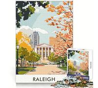 Rompecabezas de 1000 Piezas con póster de Paisaje Urbano de Raleigh para Adolescentes Mejora la Memoria Suave y Relajante Corte Premium Sorpresa de cumpleaños (50x75cm)