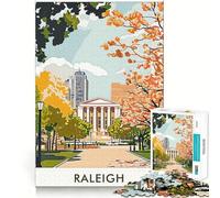 Rompecabezas de 1000 Piezas con póster de Paisaje Urbano de Raleigh para Adolescentes Mejora la Memoria Suave y Relajante Corte Premium Sorpresa de cumpleaños (50x75cm)