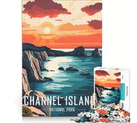 Rompecabezas de 1000 Piezas con póster de Puesta de Sol en el Parque Nacional de Las Islas del Canal Juego de ingenio Regalo de cumpleaños con Piezas de Formas aleatorias Que encajan Perfectamente
