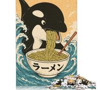 Rompecabezas de 1000 Piezas con póster de Ramen de Orca: Rompecabezas Cuadrados para Adultos y Rompecabezas de Papel para decoración del hogar, 38 x 26 cm (1000 Piezas)