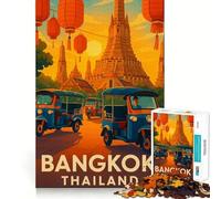 Rompecabezas de 1000 Piezas con póster de Viaje a Bangkok,Tailandia Rompecabezas de lógica con articulaciones afiladas Juego de Entretenimiento para Pasar un Buen rato Regalo Divertido de Navidad