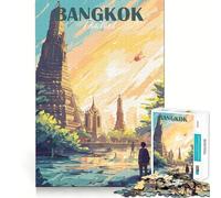 Rompecabezas de 1000 Piezas con póster de Viaje a Bangkok,Tailandia Rompecabezas de lógica con articulaciones afiladas Juego de Entretenimiento para Pasar un Buen rato Regalo Divertido de Navidad