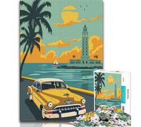 Rompecabezas de 1000 Piezas con póster de Viaje a Cuba para Adultos y Adolescentes, Juguete Educativo Intelectual descompresor, Gran Regalo y Juguetes, 38x26cm