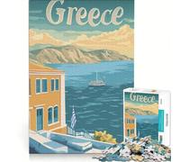 Rompecabezas de 1000 Piezas con póster de Viaje a Grecia, Juego Familiar, Montaje de Patrones, con Piezas de Formas aleatorias Que encajan Perfectamente 38x52cm