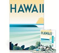 Rompecabezas de 1000 Piezas con póster de Viaje a Hawái,Piezas de Corte Limpio,Juguete para desafiar la Mente,Momento de Calma,diversión,Pieza de Arte navideña (50x75cm)