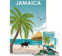 Rompecabezas de 1000 Piezas con póster de Viaje a Jamaica,decoración Ideal para Cortar,Juego cognitivo,Regalo de Juego fácil para cumpleaños (38x52cm)