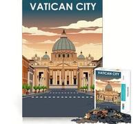 Rompecabezas de 1000 Piezas con póster de Viaje a la Ciudad del Vaticano, Bordes Lisos, Juego Divertido y Relajante, Regalo de cumpleaños (38x26cm)