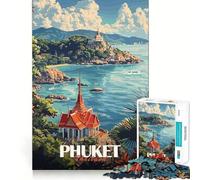 Rompecabezas de 1000 Piezas con póster de Viaje a Phuket, Tailandia, para Adultos, para ejercitar la Mente y aliviar el estrés Decoración de Pared con Bordes precisos (50x75cm)
