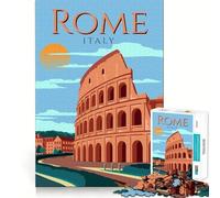 Rompecabezas de 1000 Piezas con póster de Viaje a Roma, Italia, para Adultos Juguete Intelectual Relajante y Divertido Corte preciso (38x52cm)