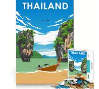 Rompecabezas de 1000 Piezas con póster de Viaje a Tailandia, diseño artístico de Corte nítido, lógica, Juego, Tiempo de relajación, Regalo Divertido de cumpleaños (38x52cm)