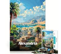 Rompecabezas de 1000 Piezas con póster de Viaje de Alejandría,Egipto,Corte Suave,Juego Mental,Regalo,Tiempo de Juego Relajante,Pieza de Arte navideña (38x26cm)