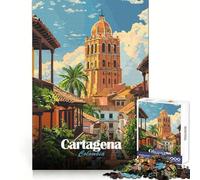 Rompecabezas de 1000 Piezas con póster de Viaje de Cartagena, Colombia, para Adultos Estimulación Cerebral Diversión sin Preocupaciones Corte Bonito Regalo (38x26cm)