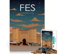 Rompecabezas de 1000 Piezas con póster de Viaje de Fez,Marruecos Ideal para Recortar,Decorar,Jugar a Juegos cognitivos,Regalo fácil para Jugar en Cualquier Momento,Juego de cumpleaños (50x75cm)