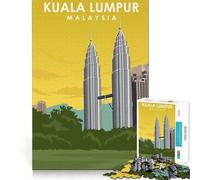 Rompecabezas de 1000 Piezas con póster de Viaje de Kuala Lumpur,Ideal para divertirse resolviendo Problemas,un Juego Tranquilo para Pasar el rato (50x75cm)
