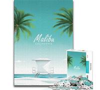 Rompecabezas de 1000 Piezas con póster de Viaje de Malibú, California, para Adultos y Adolescentes Diversión para armar en casa, Regalo de cumpleaños y Viajes 75x50cm