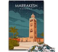 Rompecabezas de 1000 Piezas con póster de Viaje de Marrakech para Adolescentes, Juego desafiante y decoración de Pared para familias, cumpleaños y Navidad
