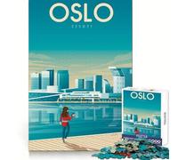 Rompecabezas de 1000 Piezas con póster de Viaje de Oslo,Noruega,para Adolescentes Ideal para Relajarse,aliviar el estrés y divertirse Un Regalo entrañable (50x75cm)
