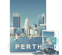 Rompecabezas de 1000 Piezas con póster de Viaje de Perth,Ideal para divertirse resolviendo Problemas,un Juego Tranquilo para Pasar el rato (38x52cm)