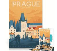 Rompecabezas de 1000 Piezas con póster de Viaje de Praga,Arte de Corte preciso,diversión cognitiva,Juego de Ocio,Escena navideña (50x75cm)