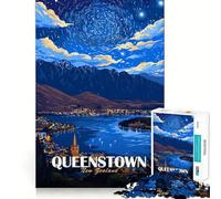 Rompecabezas de 1000 Piezas con póster de Viaje de Queenstown, Nueva Zelanda, para Adolescentes Ayuda a Mejorar la Memoria Fácil de Usar Bordes limpios Sorpresa navideña (38x52cm)