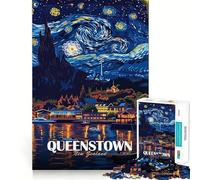 Rompecabezas de 1000 Piezas con póster de Viaje de Queenstown, Nueva Zelanda, para Adultos Juego Mental, Juguete Divertido y Tranquilo Piezas de colección de Arte con Corte preciso (50x75cm)