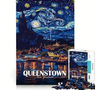 Rompecabezas de 1000 Piezas con póster de Viaje de Queenstown, Nueva Zelanda, para Adultos Juguete Intelectual para Relajarse y calmar Diseño de Corte preciso Artículo de Santa Claus (38x26cm)