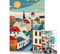 Rompecabezas de 1000 Piezas con póster de Viaje de Reikiavik para Adolescentes Refuerza la Memoria Divertido y Tranquilo Borde de Calidad Regalo Ideal (38x26cm)