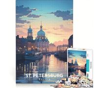 Rompecabezas de 1000 Piezas con póster de Viaje de San Petersburgo, decoración de Pared de Juguete, Interesante para Reducir el estrés, 50x75cm