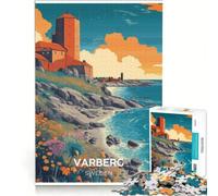 Rompecabezas de 1000 Piezas con póster de Viaje de Varberg, Suecia, decoración de Pared, Ideal para Reducir el estrés y como Regalo 38x52cm