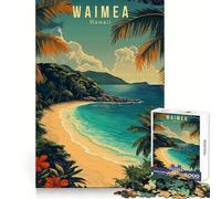 Rompecabezas de 1000 Piezas con póster de Viaje de Waimea Bay,Hawái,para Adultos Fomenta la concentración,Mejora la Habilidad,aprovecha Bien el Tiempo,Encaja Bien y sorprende con Navidad (38x26cm)