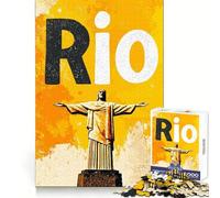 Rompecabezas de 1000 Piezas con póster del Cristo Redentor de Río de Janeiro para Adultos Juguete Inteligente y Divertido Bordes Lisos Decoración de Pared (38x52cm)