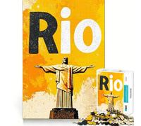 Rompecabezas de 1000 Piezas con póster del Cristo Redentor de Río de Janeiro para Adultos Juguete Inteligente y Divertido Bordes Lisos Decoración de Pared (38x52cm)