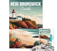 Rompecabezas de 1000 Piezas con póster del Faro de Nuevo Brunswick Juego de ingenio para ejercitar la Mente Juguete adictivo Regalo Ideal para cumpleaños Desafío difícil (Tamaño 38x26cm)