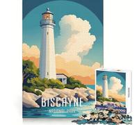 Rompecabezas de 1000 Piezas con póster del Faro del Parque Nacional Biscayne para Adolescentes Ideal para Mejorar la concentración y Relajarse Cierre Seguro Un Bonito Regalo (38x52cm)