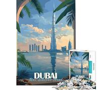 Rompecabezas de 1000 Piezas con póster del Horizonte de Dubái Juguetes adictivos para Cultivar la Paciencia Juego práctico para la diversión Familiar Regalo de cumpleaños (Tamaño 38x26cm)