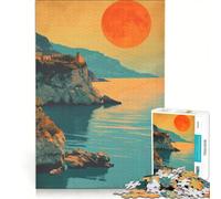 Rompecabezas de 1000 Piezas con póster del Mar Mediterráneo, decoración de Pared de Juguete, un Reto para completar, Que fomenta el Amor Entre Parejas 50x75cm