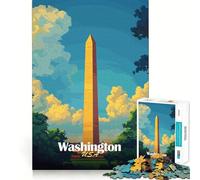 Rompecabezas de 1000 Piezas con póster del Monumento a Washington Diversión para ejercitar la Mente Encaja Perfectamente sin Huecos Actividad para Compartir con Seres Queridos (50x75cm)