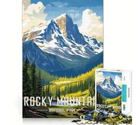 Rompecabezas de 1000 Piezas con póster del Parque Nacional de Las Montañas Rocosas para Adultos Juguete de lógica Fina, Divertido y con Bordes limpios Regalo Original (38x52cm)