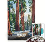 Rompecabezas de 1000 Piezas con póster del Parque Nacional Sequoia de California Juego Familiar Montaje de Patrones con Piezas de Formas aleatorias Que encajan Perfectamente 38x26cm